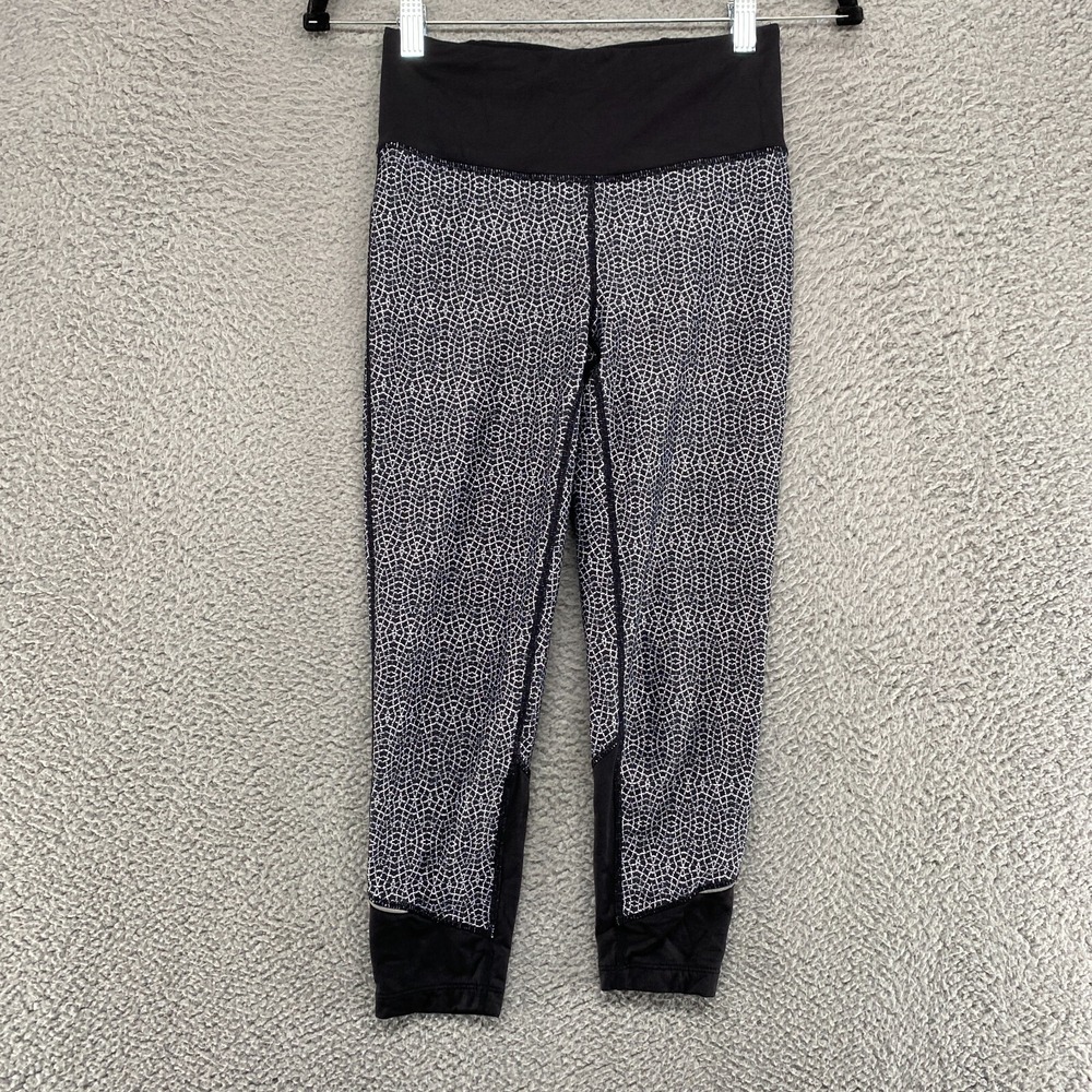 Prana Leggings Womens XS Capri Cropped‎ Black White Workout Gym Athletic Stretch